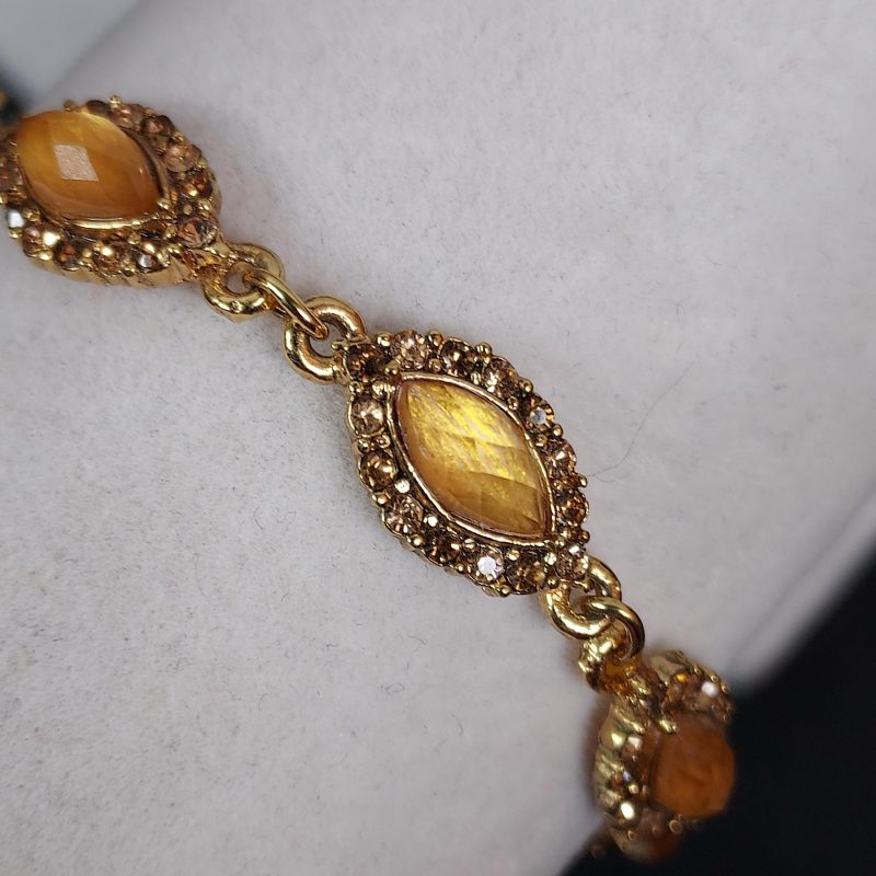 Gold-Tone Gemstone Link Bracelet