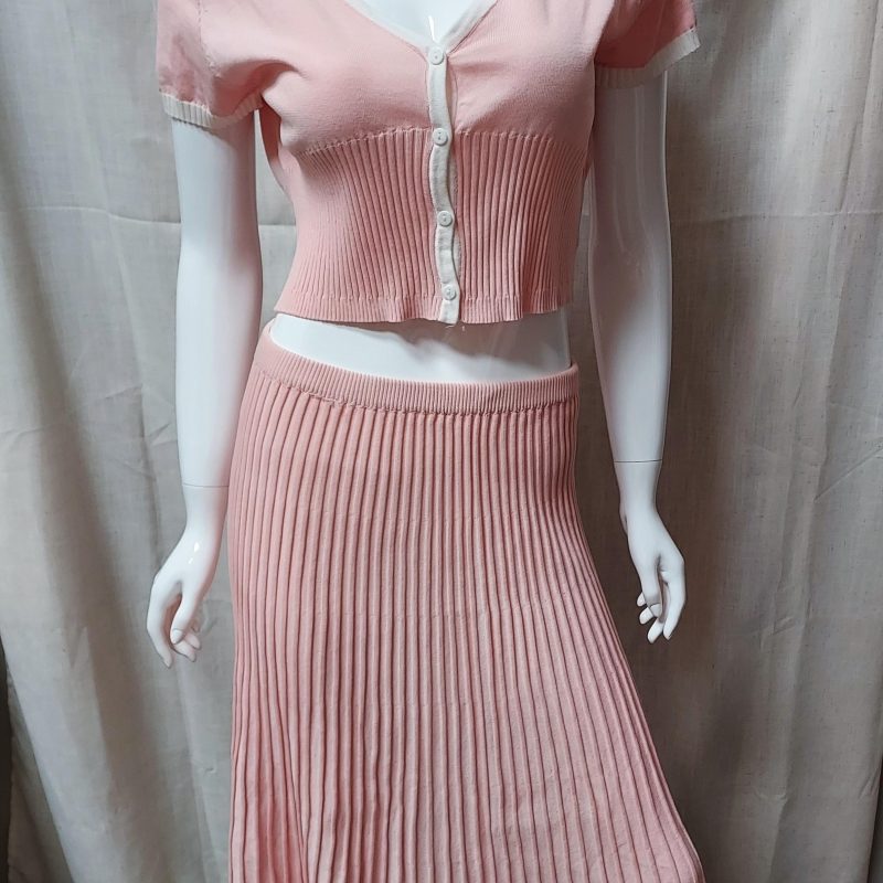 Knit Ribbed Skirt & Cropped Sweater Set