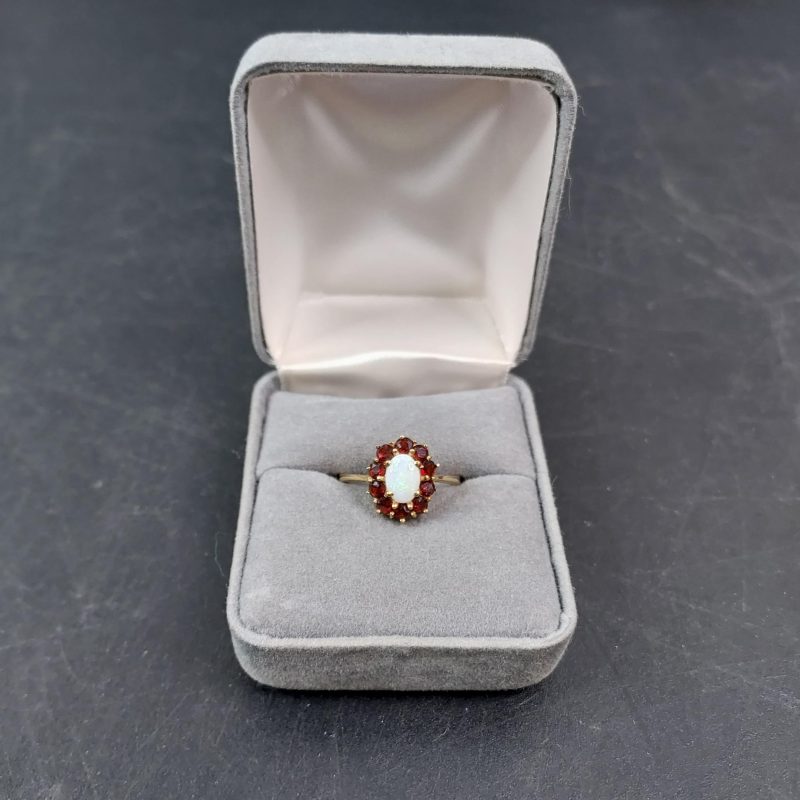 14K-Plated Opal & Garnet Ring