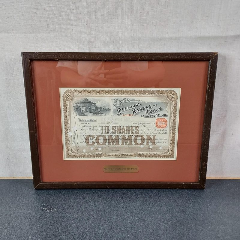 Framed Railroad Stock Certificate