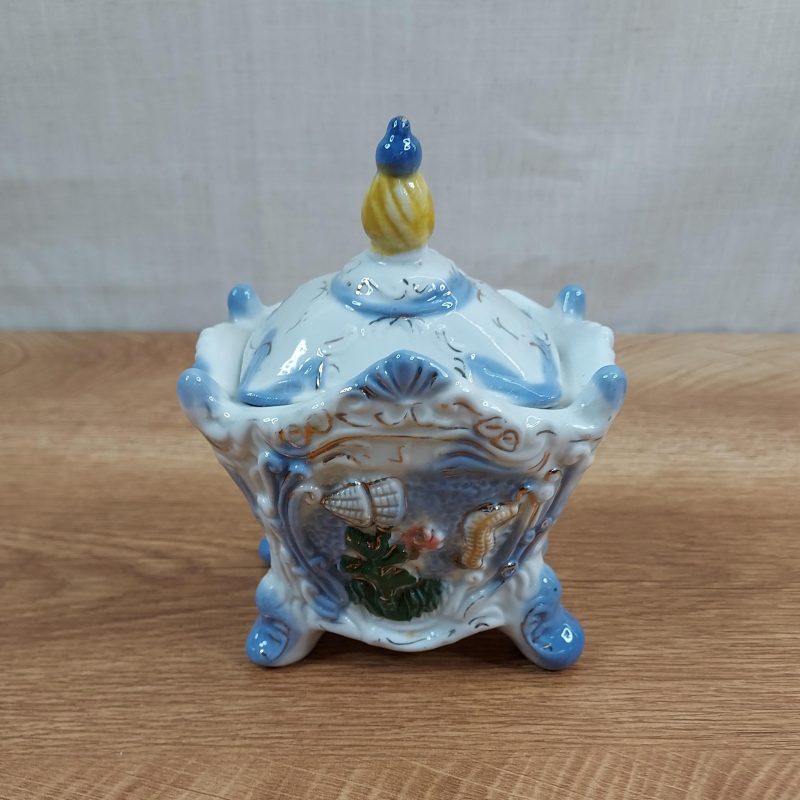Ocean-themed Porcelain Trinket Box w/ Lid