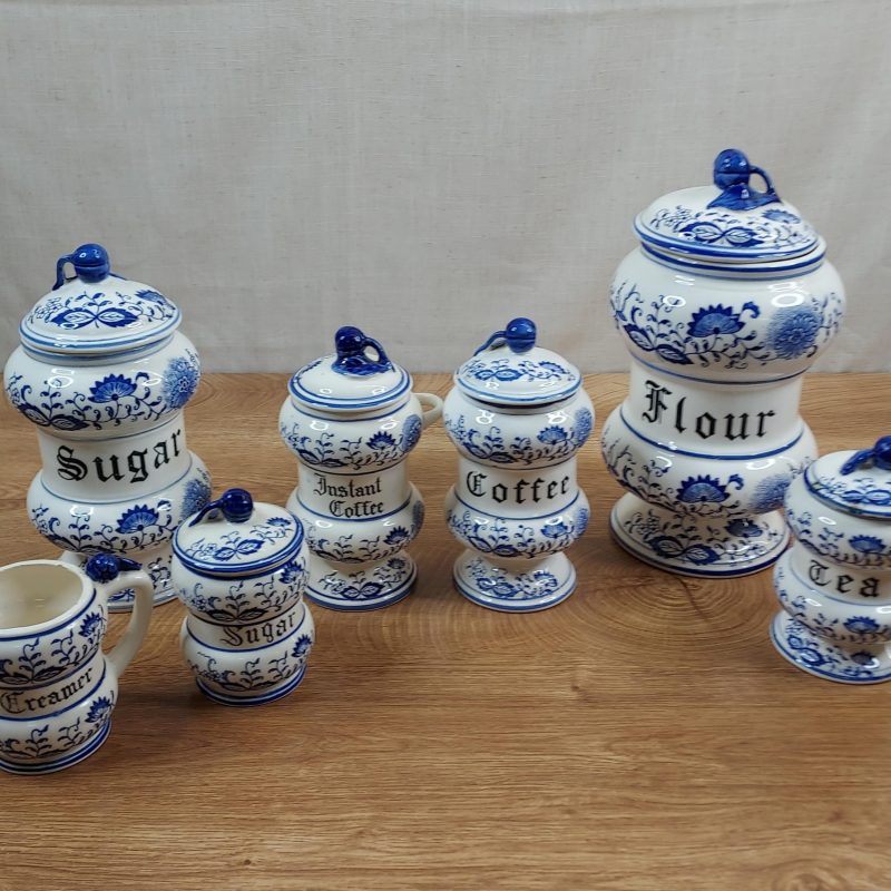 Vintage Arnart "Blue Onion" Canister & Kitchen Set