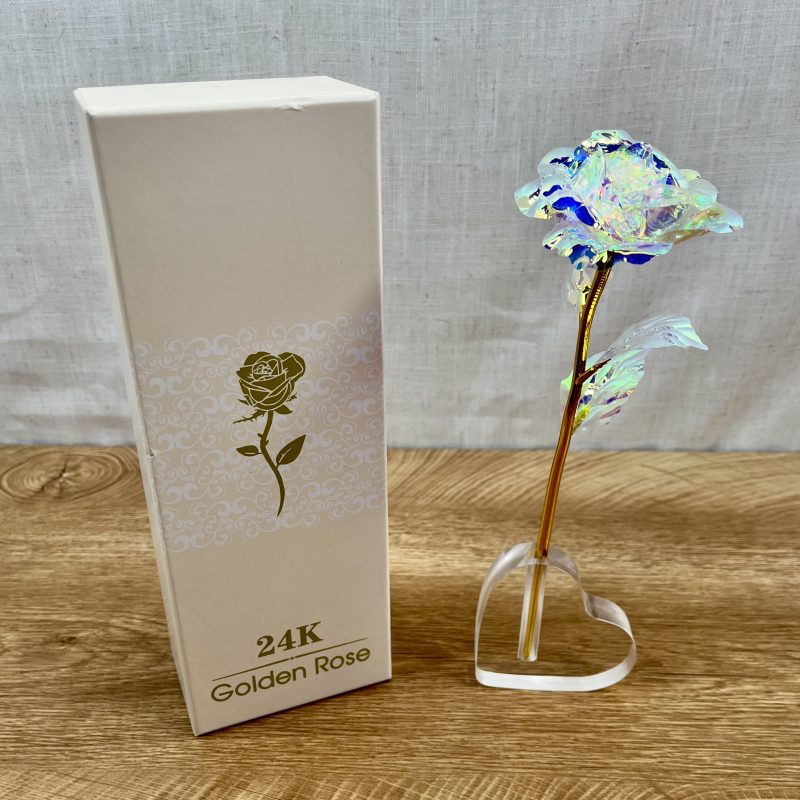 Iridescent Artificial Rose w/ Stand