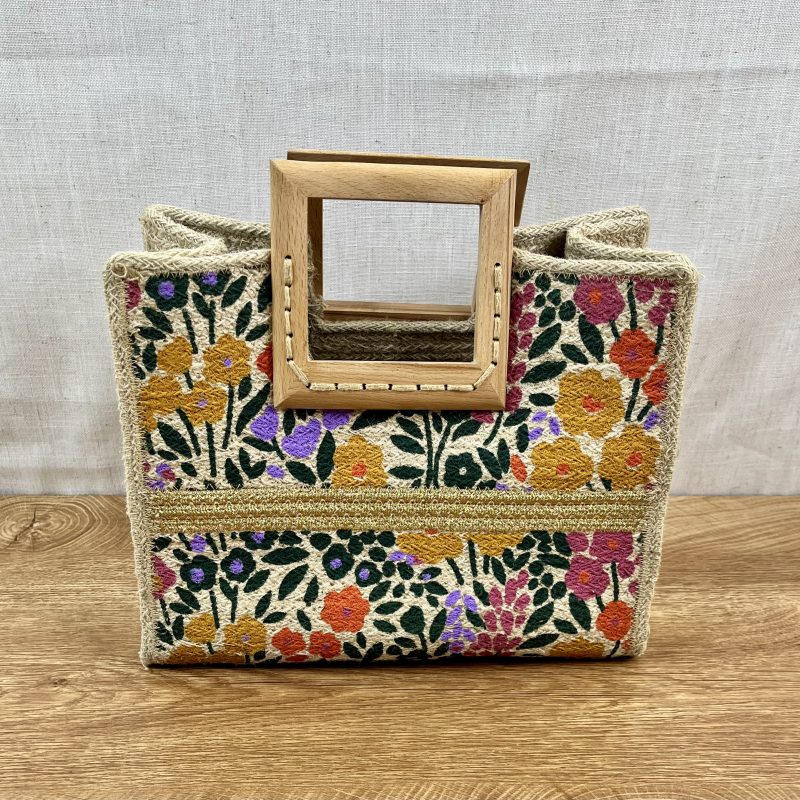 Antik Kraft Floral Jute Tote Bag